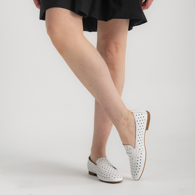 Dorothy White Leather Loafers