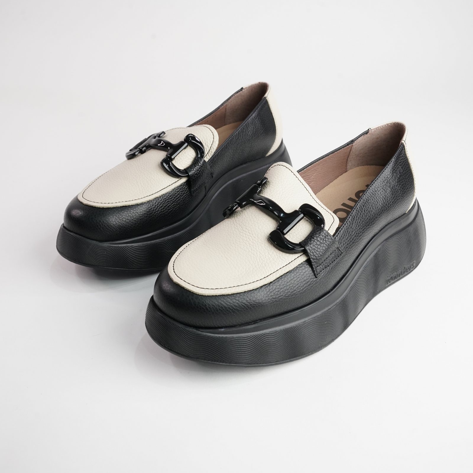 Sylvie Black/ Bone Leather Loafers