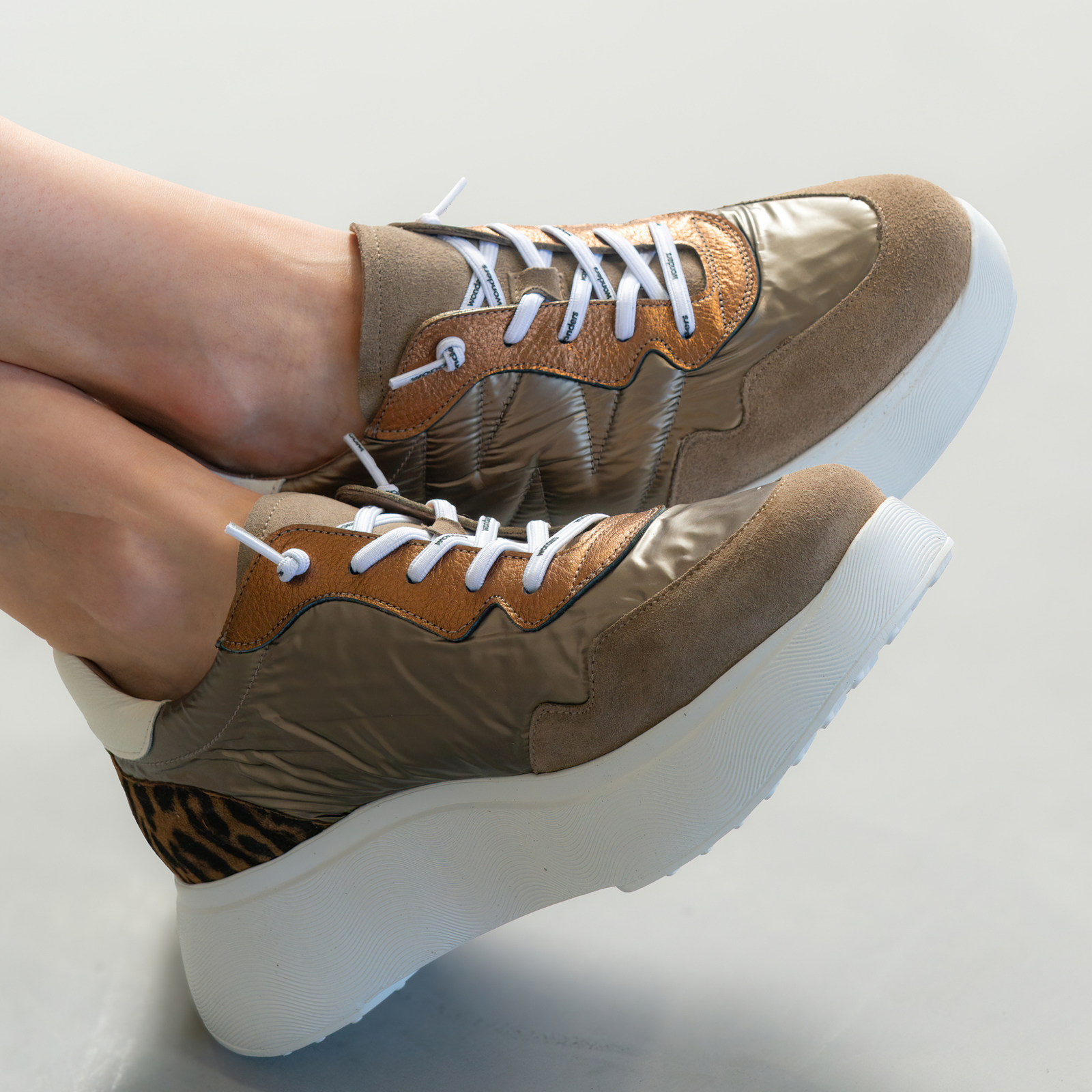 Ivy Taupe Multi Leather Sneakers