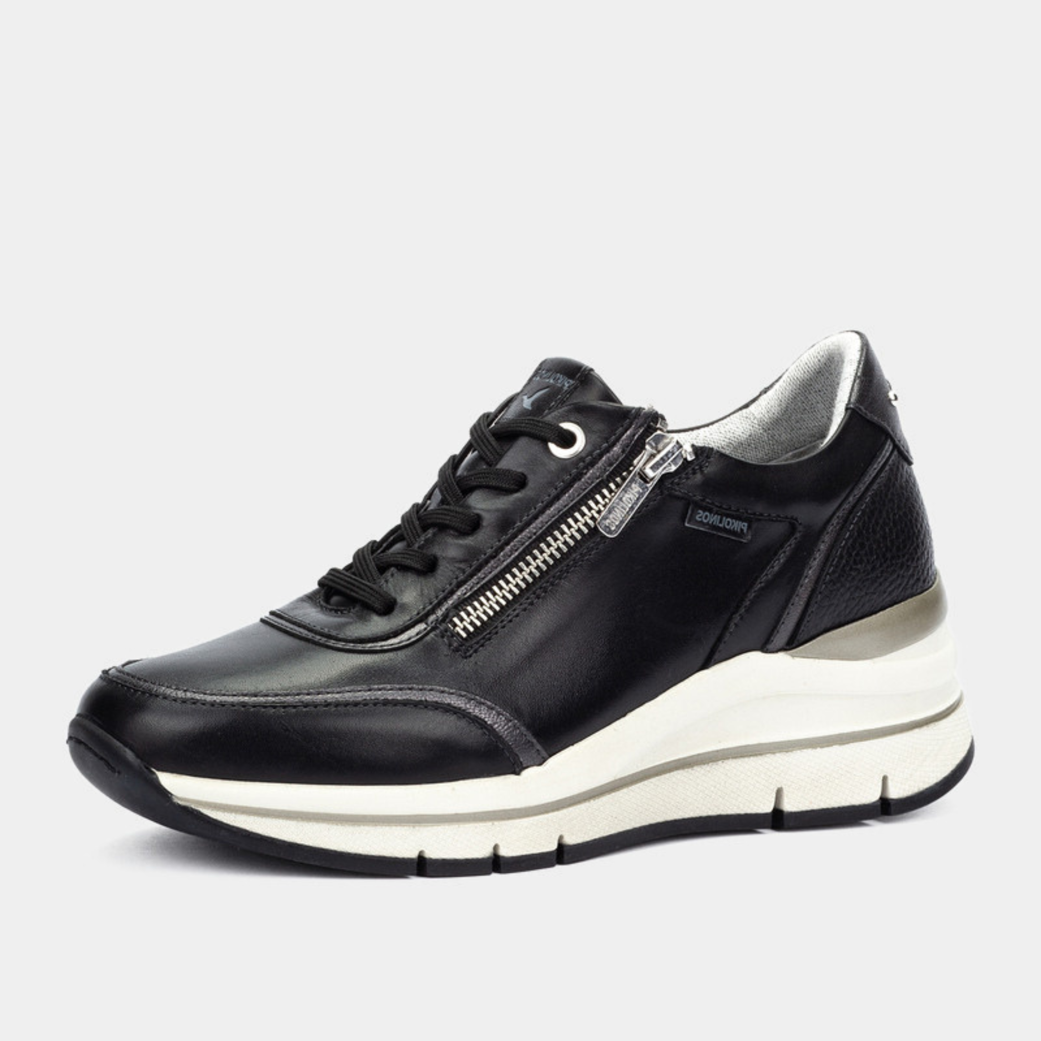 W2C-6602C1 Black Leather Sneakers