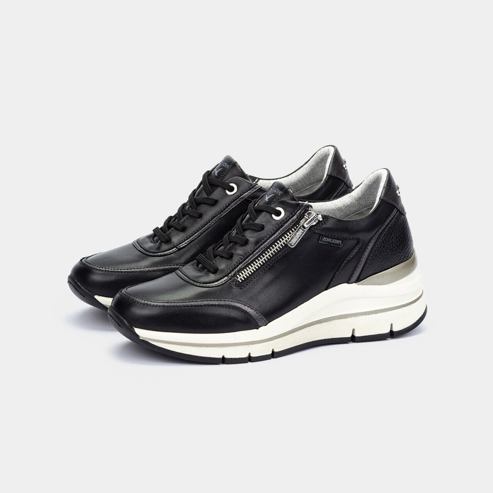 W2C-6602C1 Black Leather Sneakers