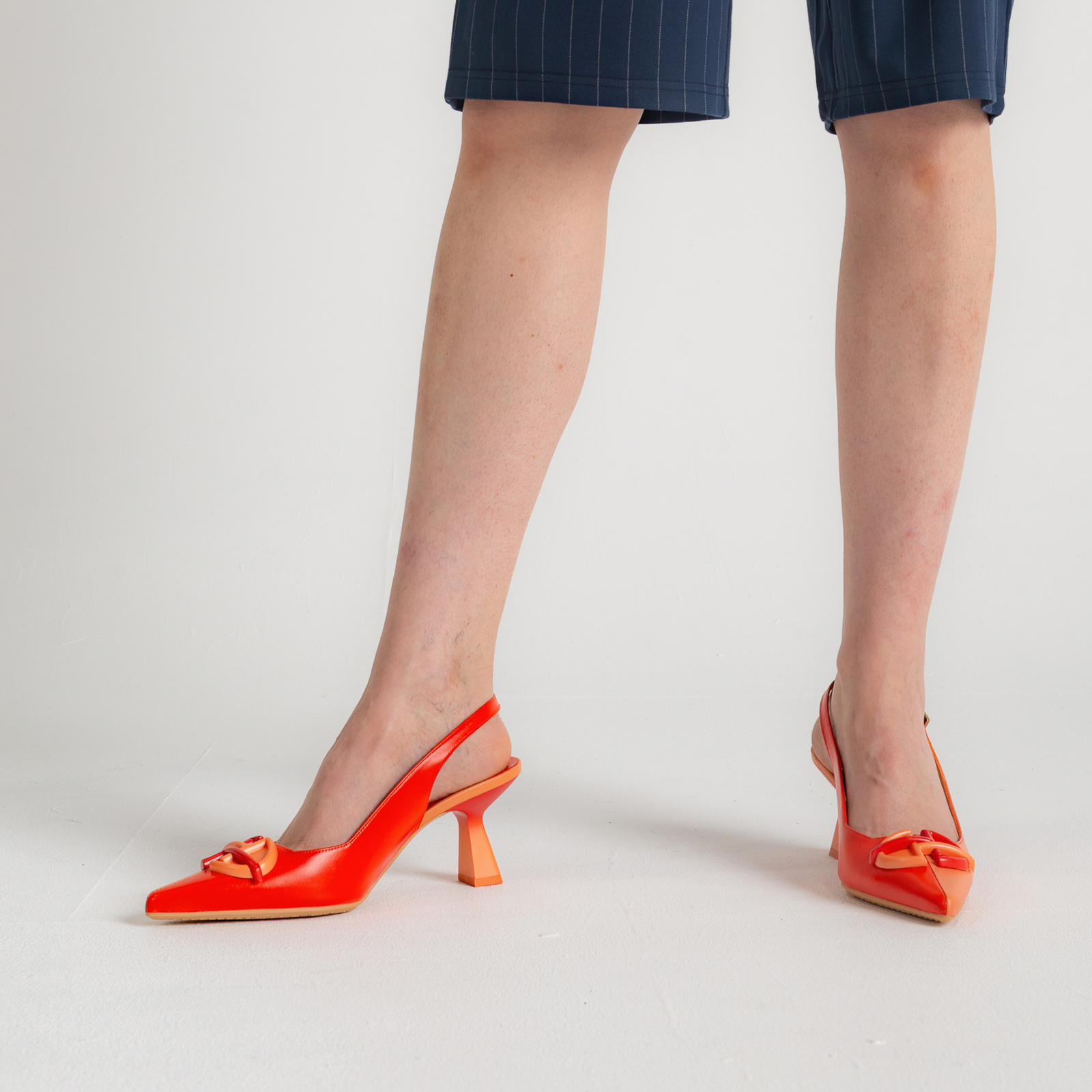 Hv253867 Coral/ Tangerine Leather Heels