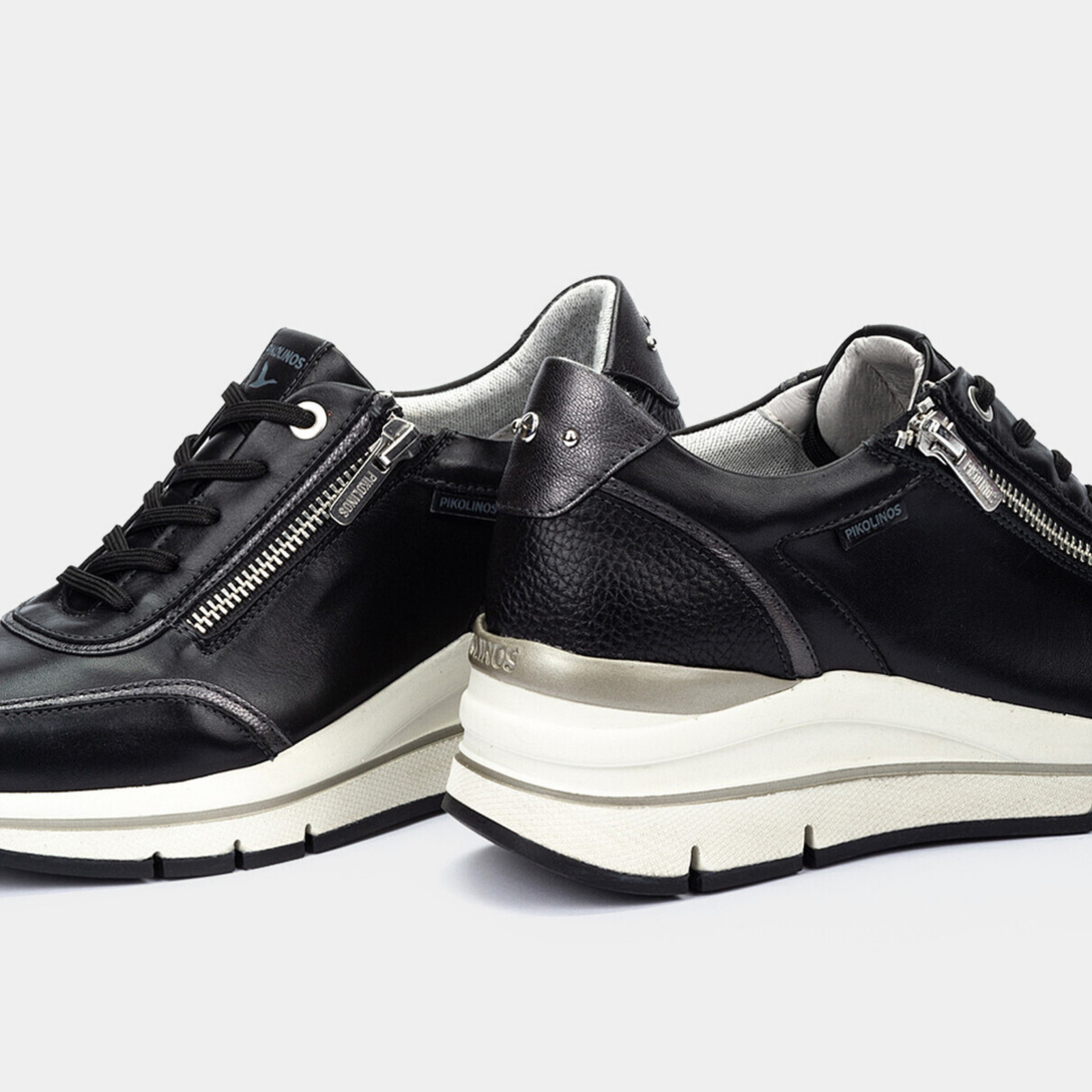 W2C-6602C1 Black Leather Sneakers