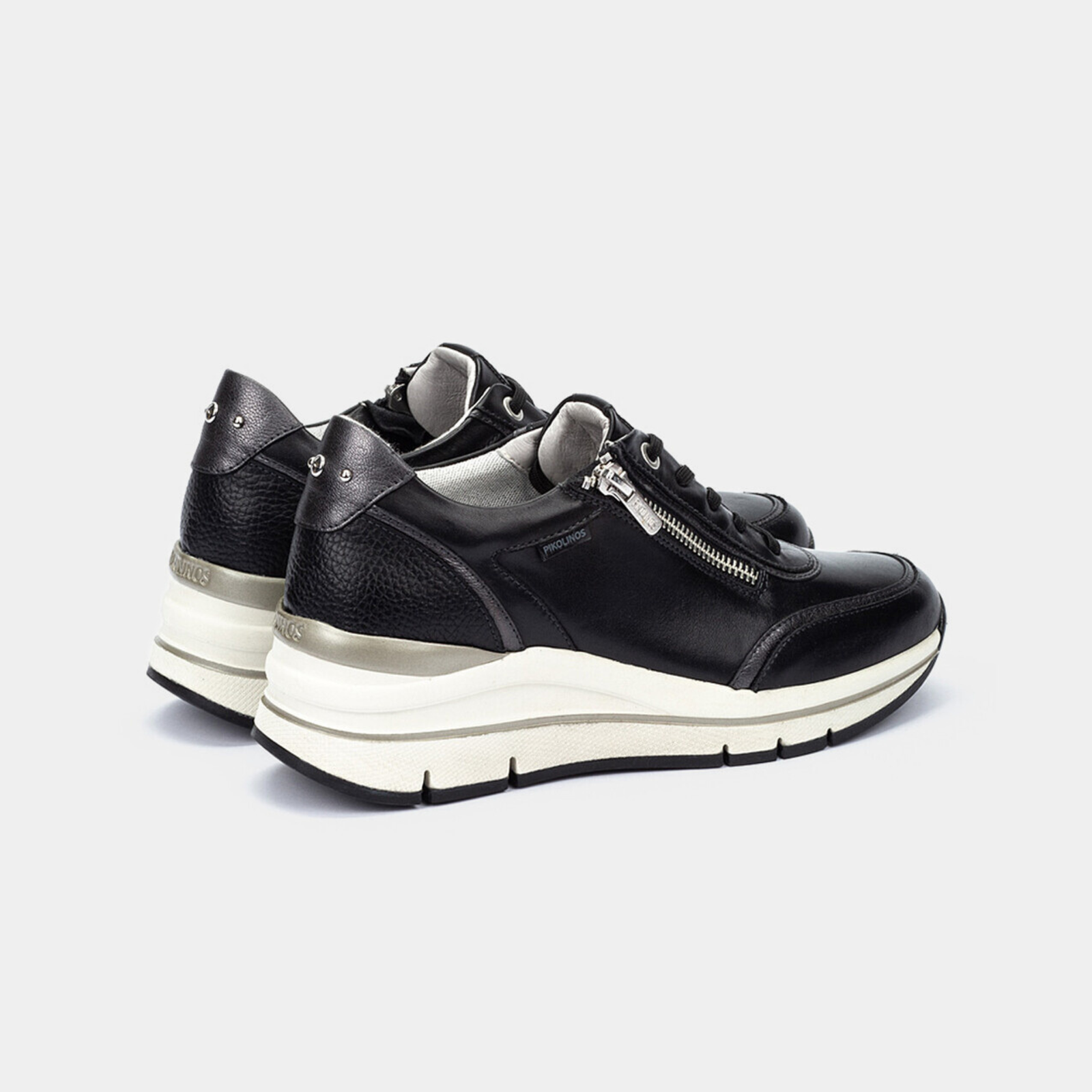 W2C-6602C1 Black Leather Sneakers