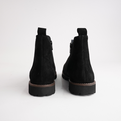 Meredith701 Black Suede Leather Ankle Boots