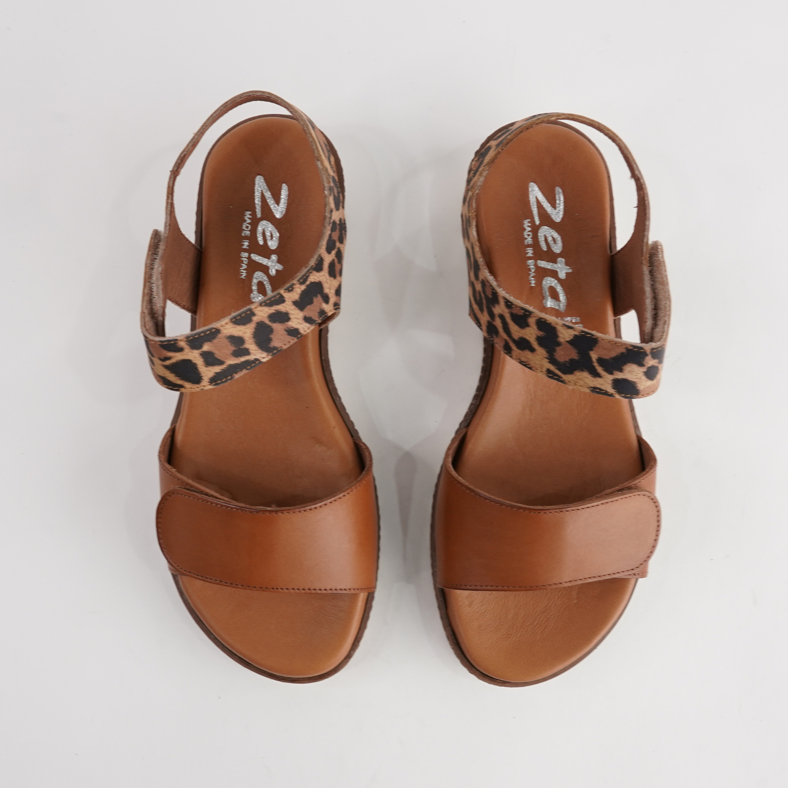Lapel Cuero/ Leopard Leather Sandals