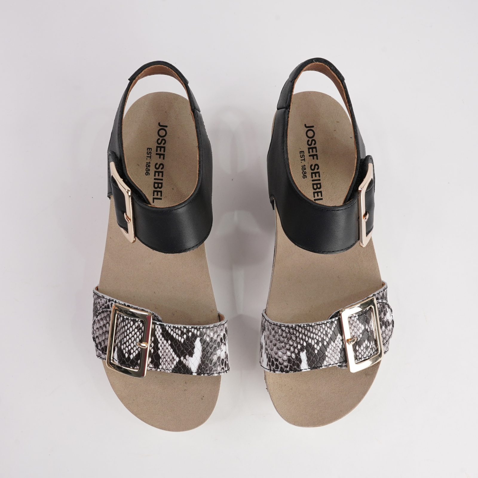 Quinn 02 Schwarz Combi Leather Sandals