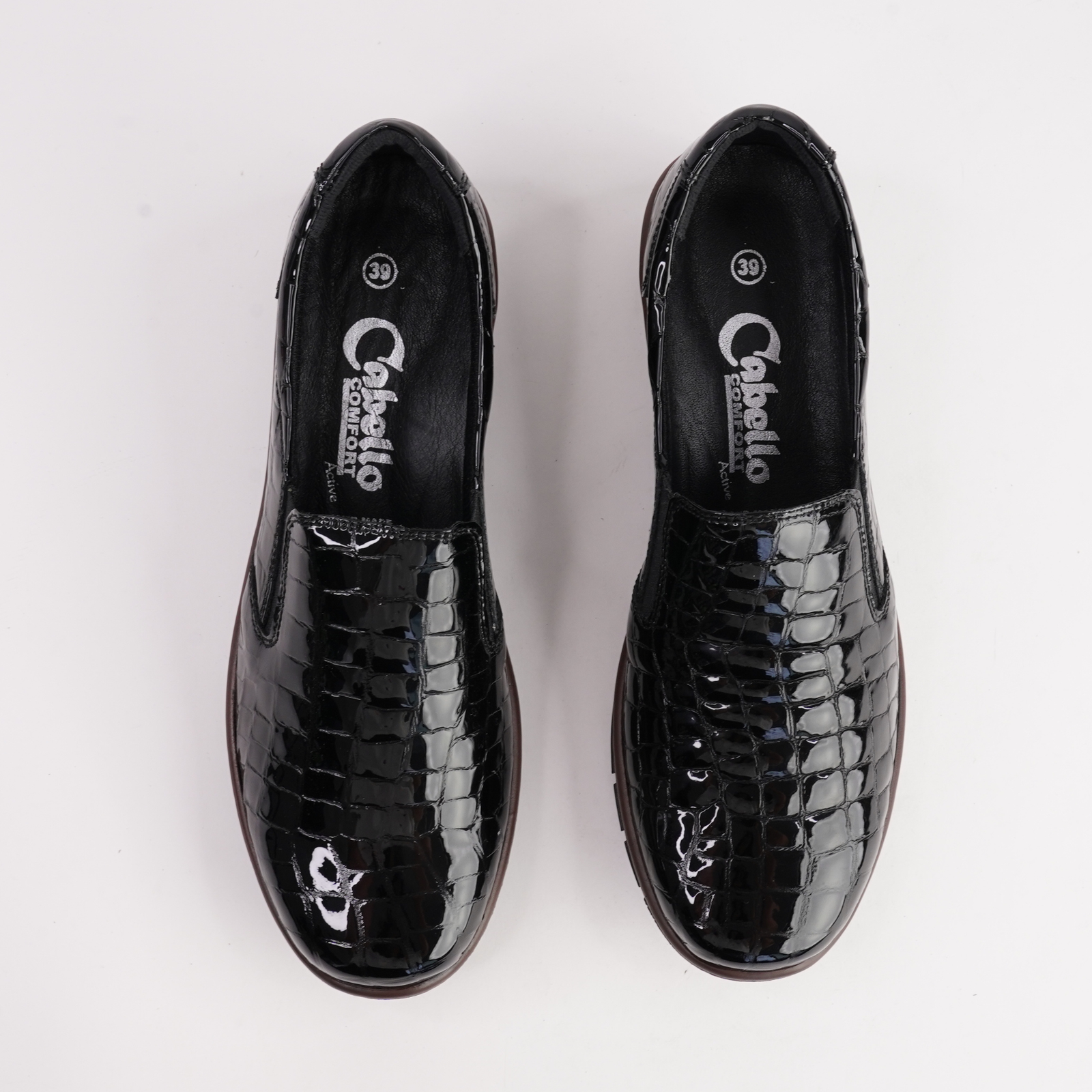 CP314-22 Black Croc Leather Flats