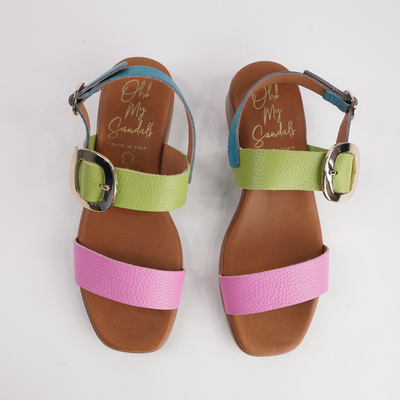 Trilly Bright Multi Leather Sandals