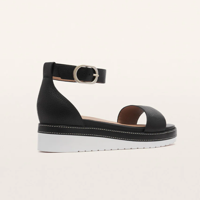 Skye Black Tumbled Leather Sandals