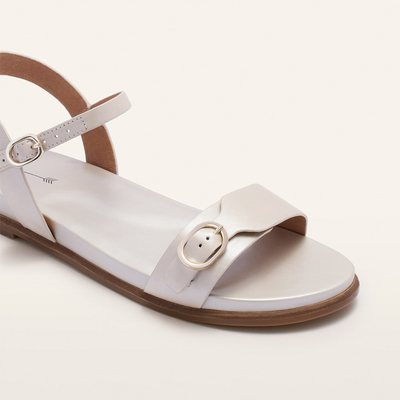 Bree Warm Pearl Leather Sandals