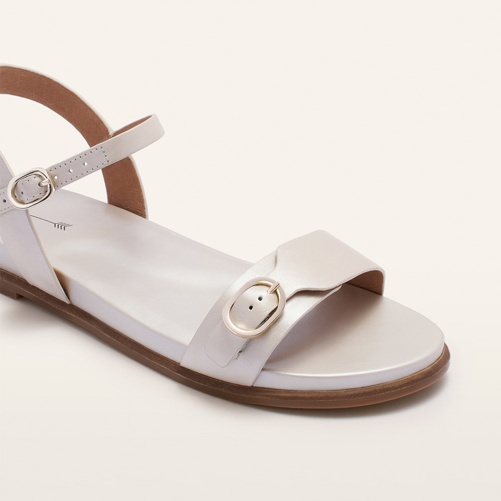 Bree Warm Pearl Leather Sandals