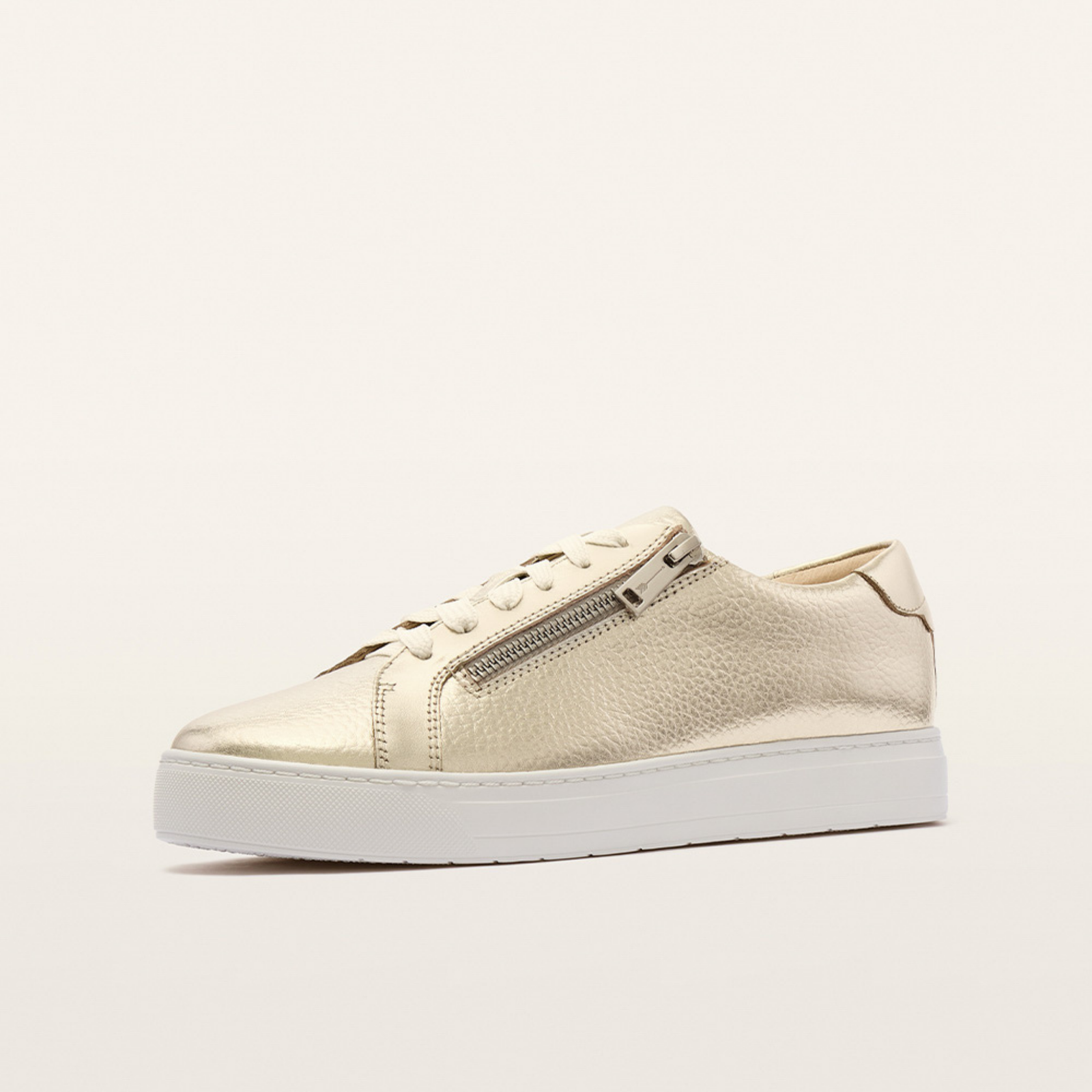 Billie II White Gold Tumbled Leather Sneakers