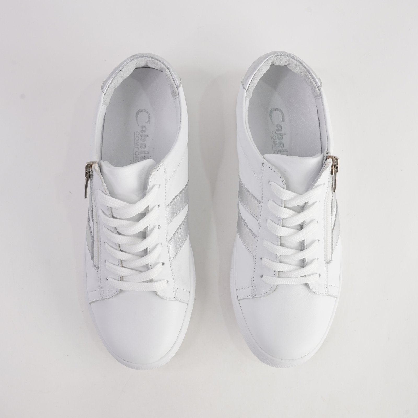 Ultimate White/ Silver Leather Sneakers
