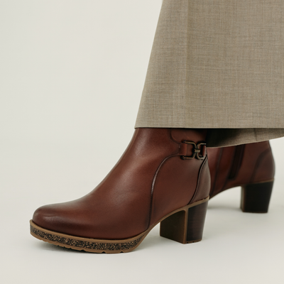 Gloria 04 Cognac Leather Ankle Boots