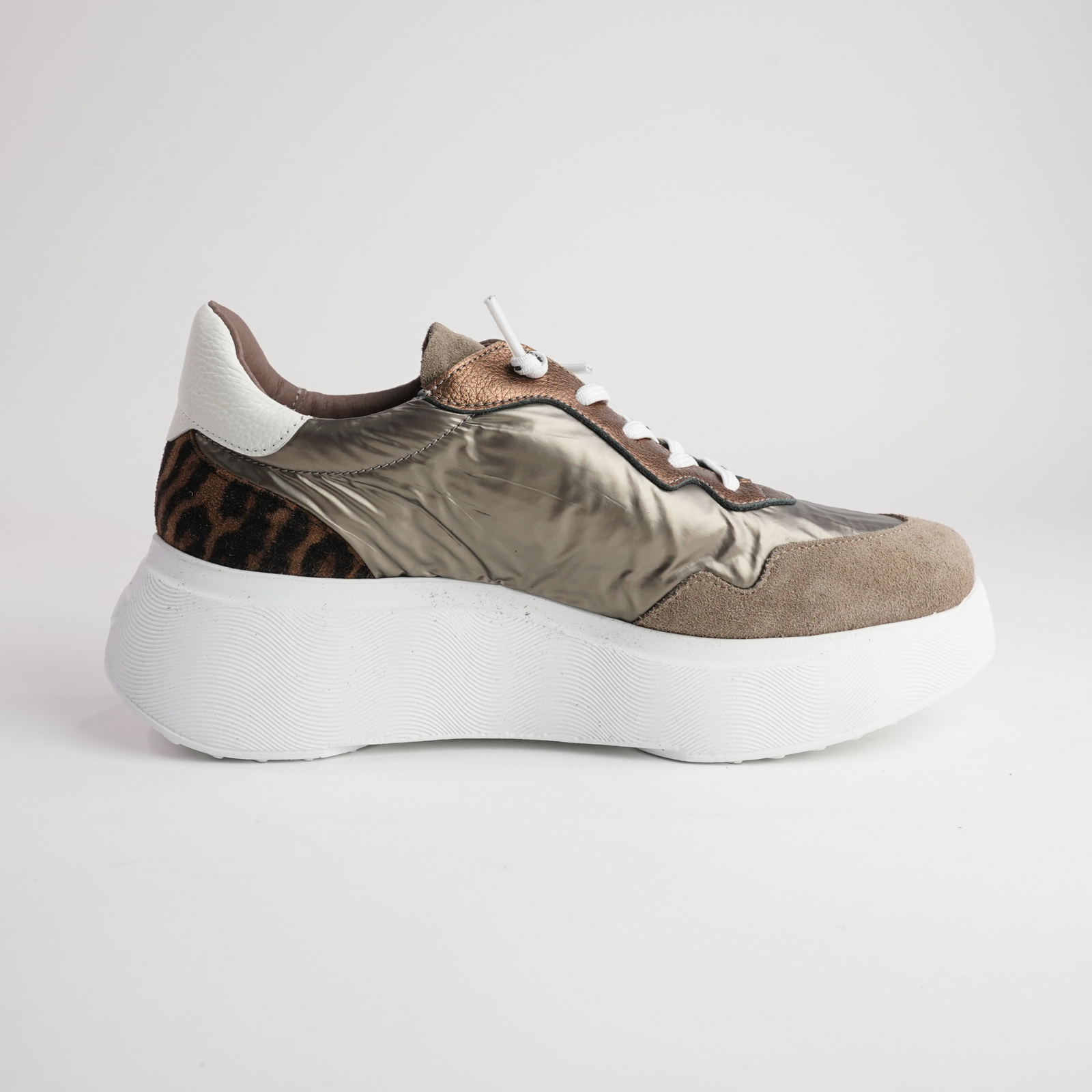 Ivy Taupe Multi Leather Sneakers