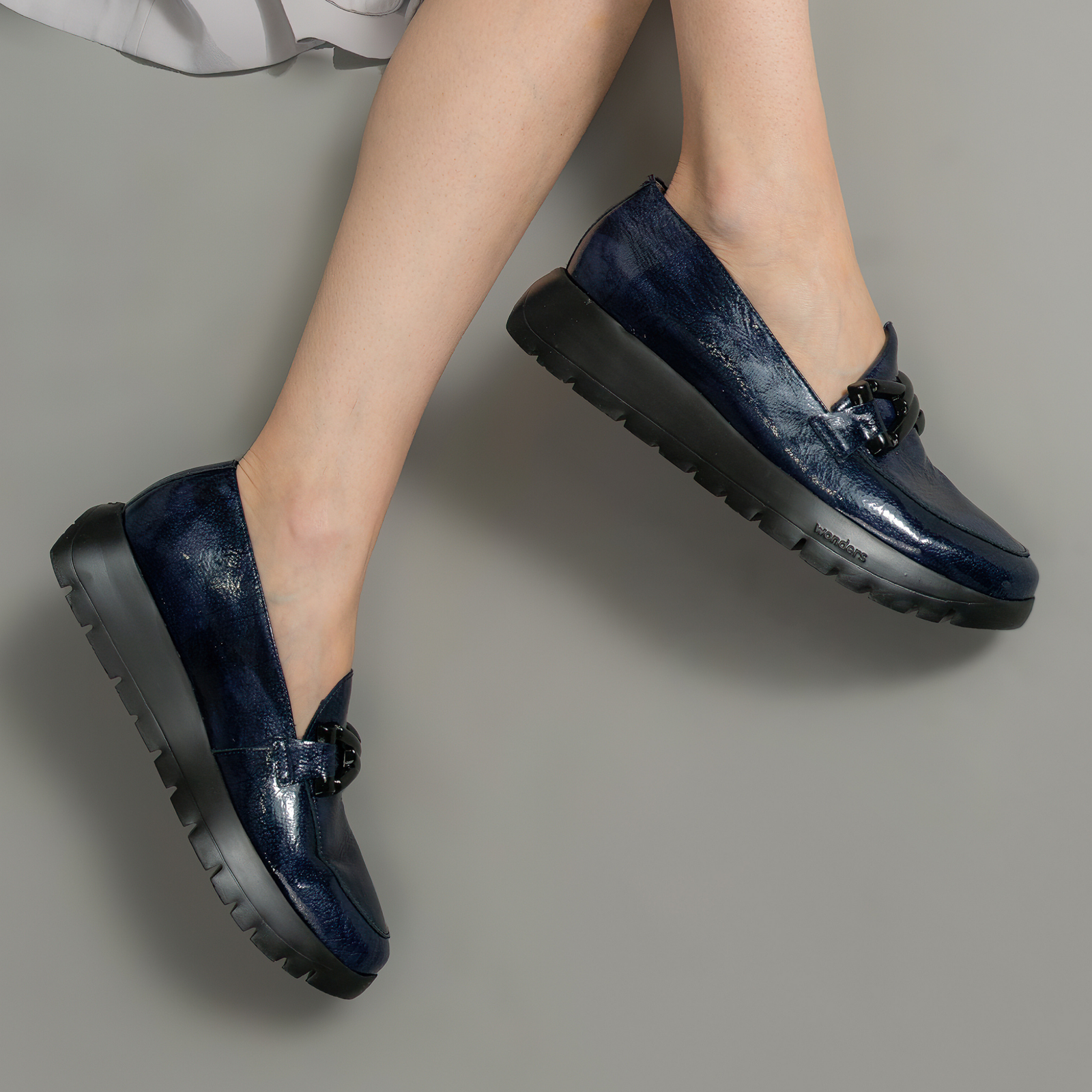 Nora Navy Patent Leather Loafers