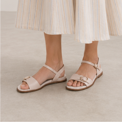 Bree Warm Pearl Leather Sandals