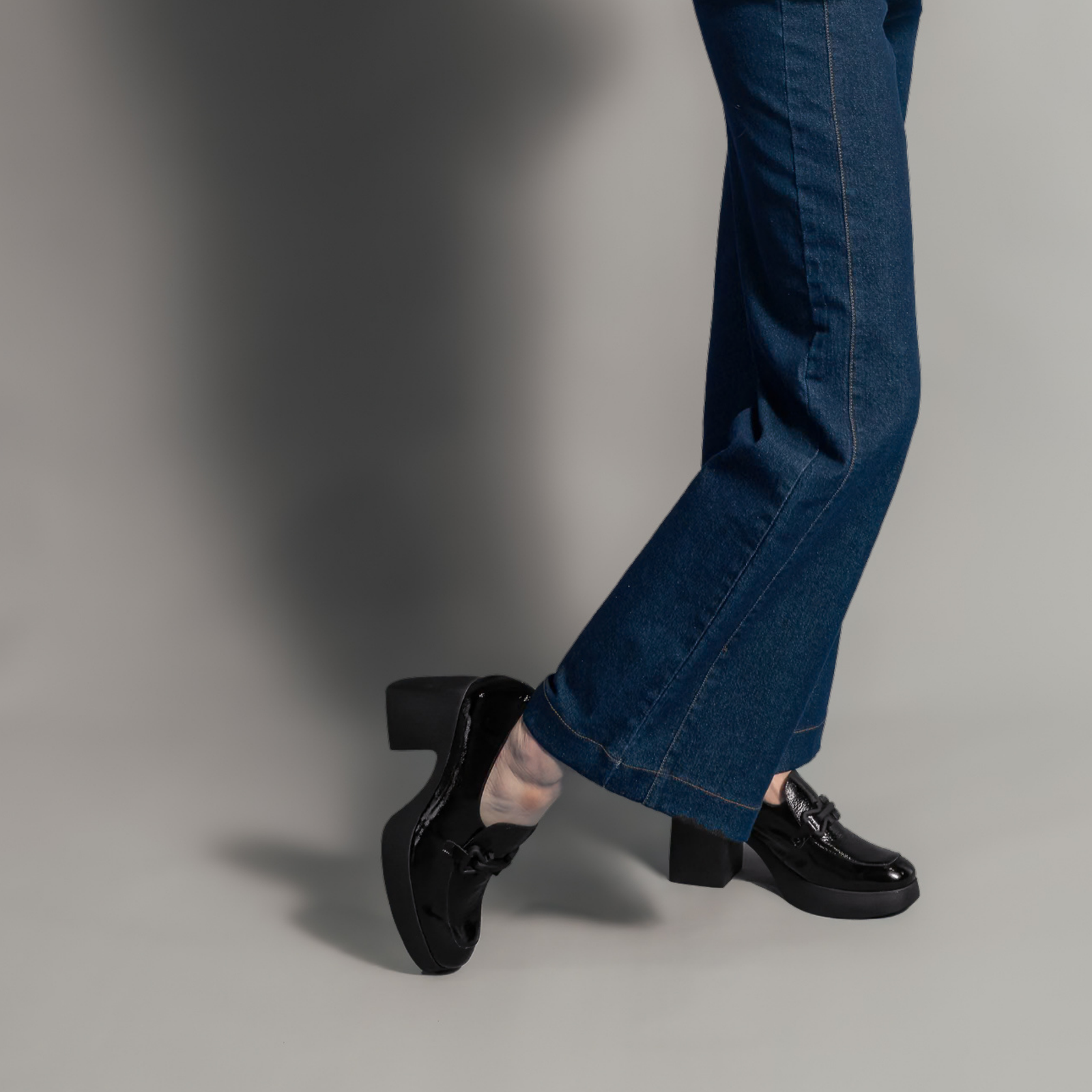 Callisto Black Leather Heels