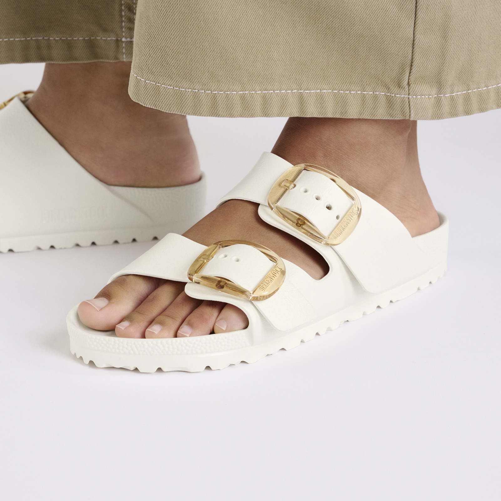 Arizona Eva Big Buckle Eggshell Sandals