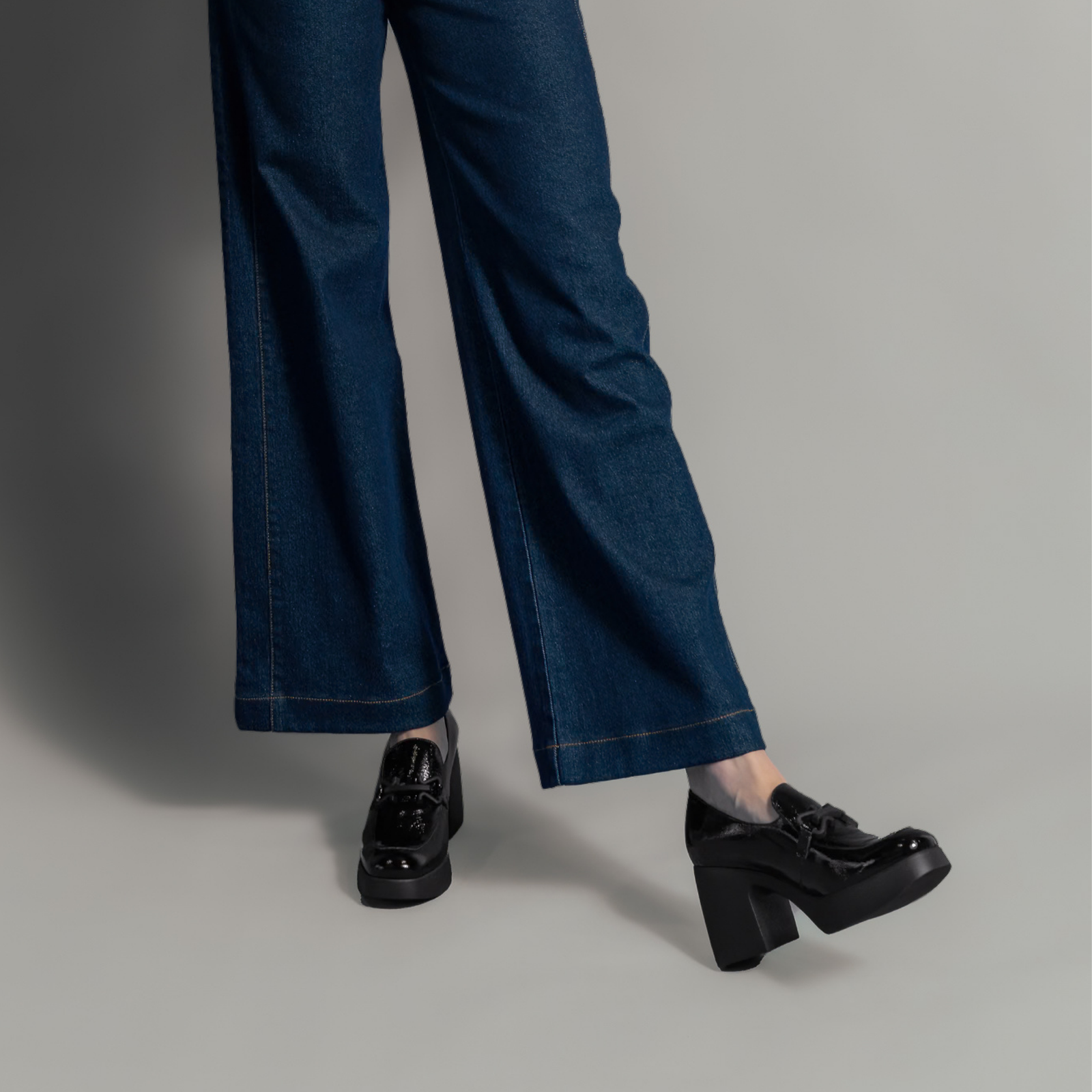 Callisto Black Leather Heels