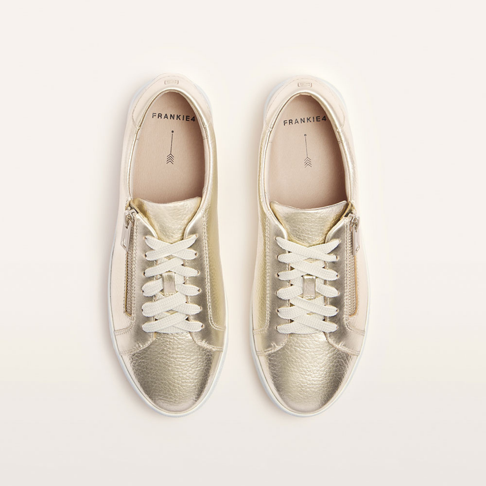 Billie II White Gold Tumbled Leather Sneakers