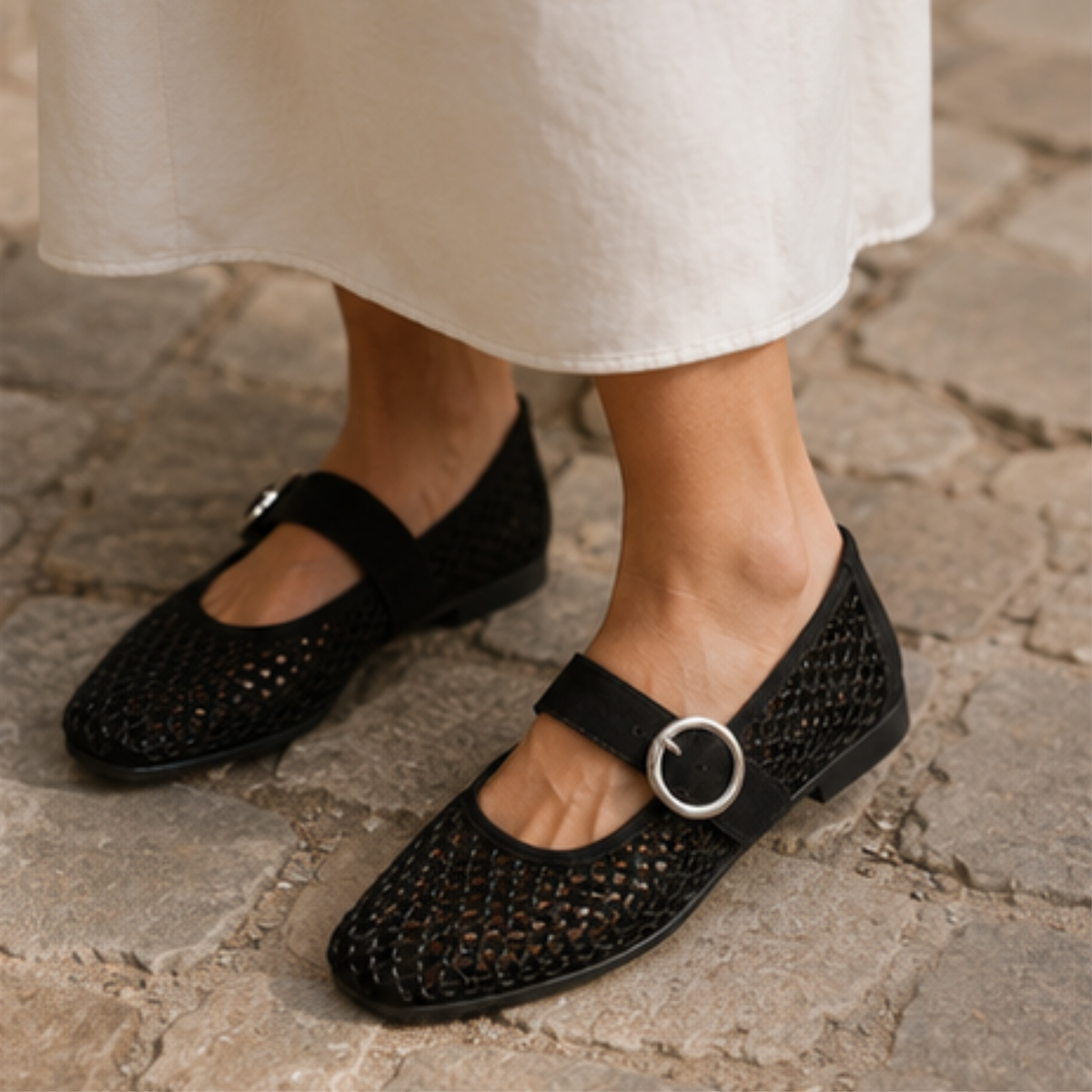 D0K18 Black Suede Ballet Flats