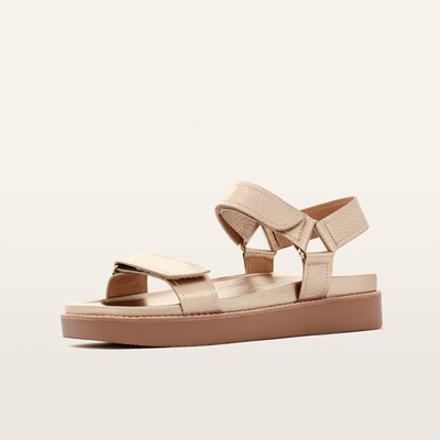 Zane Soft Gold Tumbled Leather Sandals