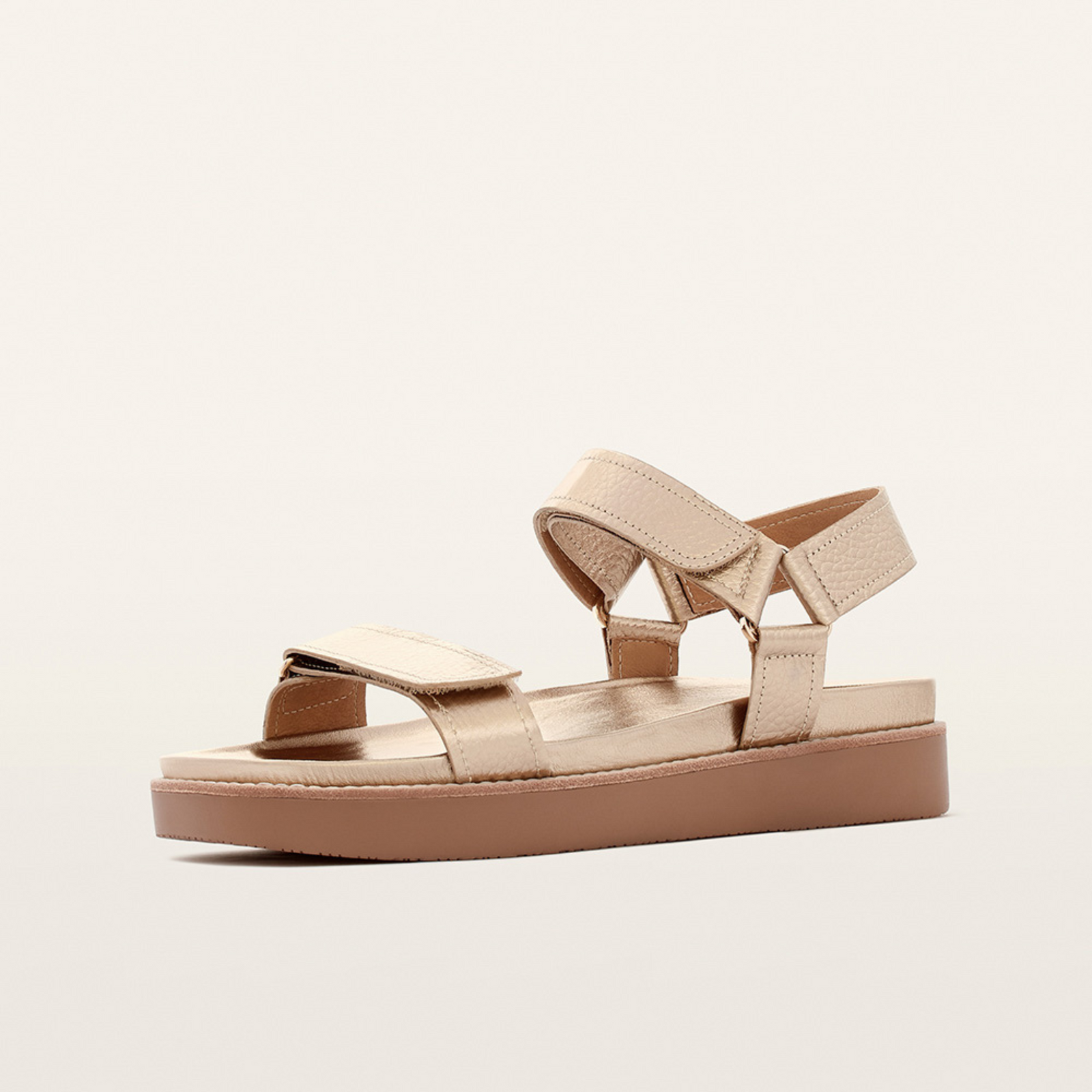 Zane Soft Gold Tumbled Leather Sandals