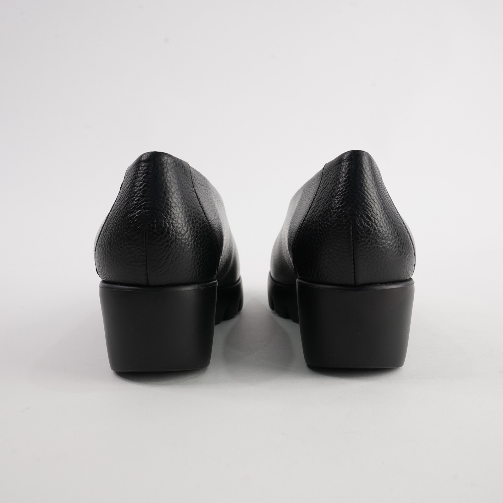 Caroline Black/ Black Leather Wedges