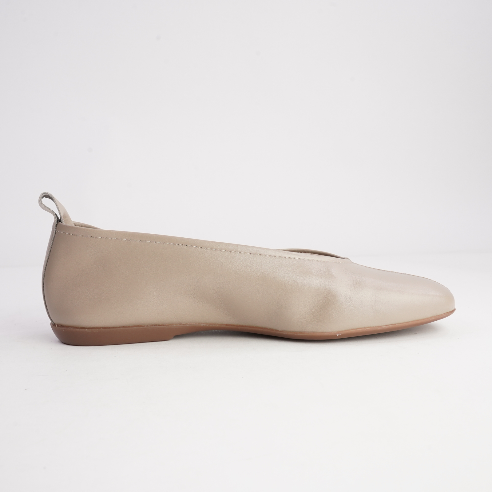 Seamly Taupe Leather Ballet Flats
