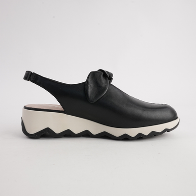 Claudia Black Leather Wedges