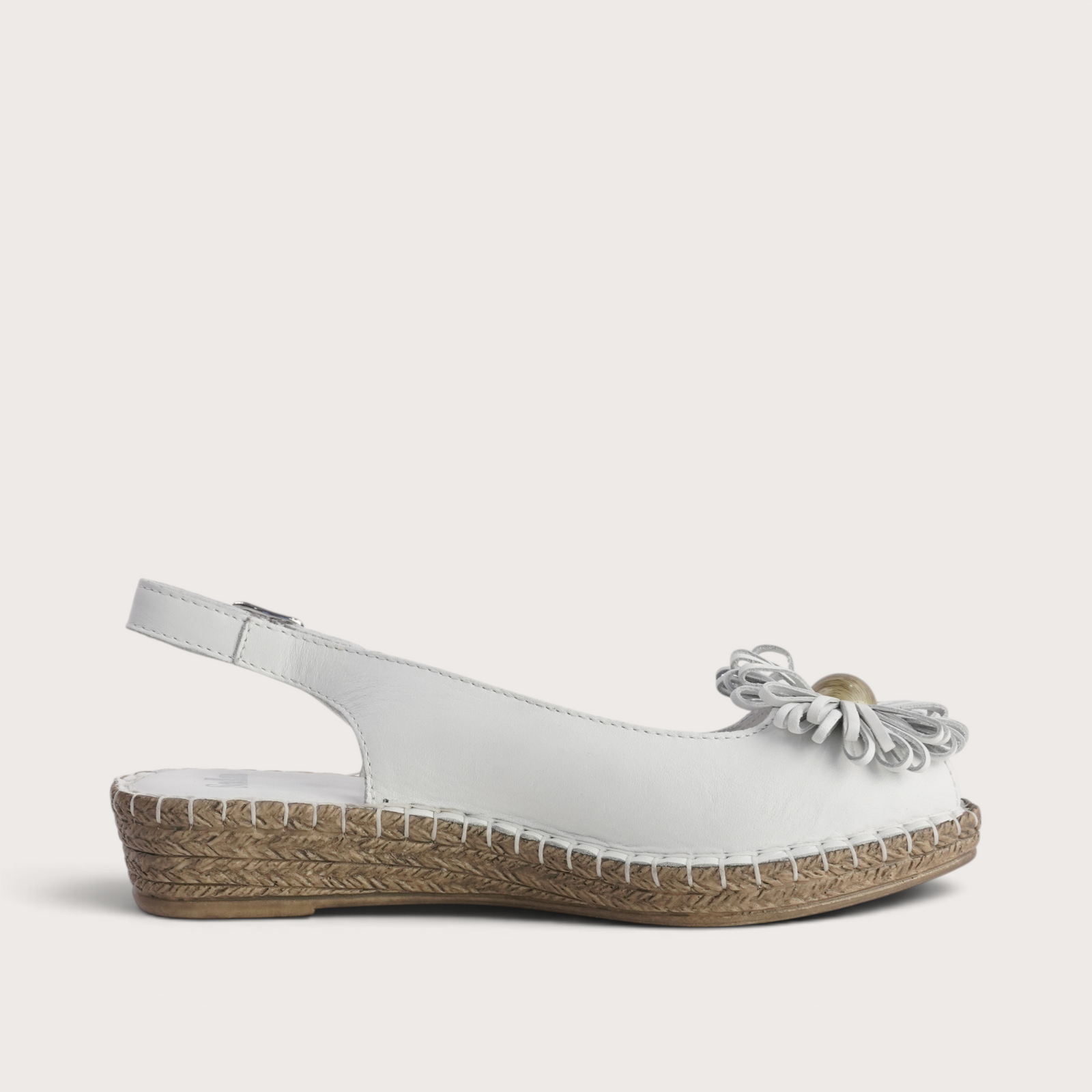 Erica White Leather Espadrille Wedges