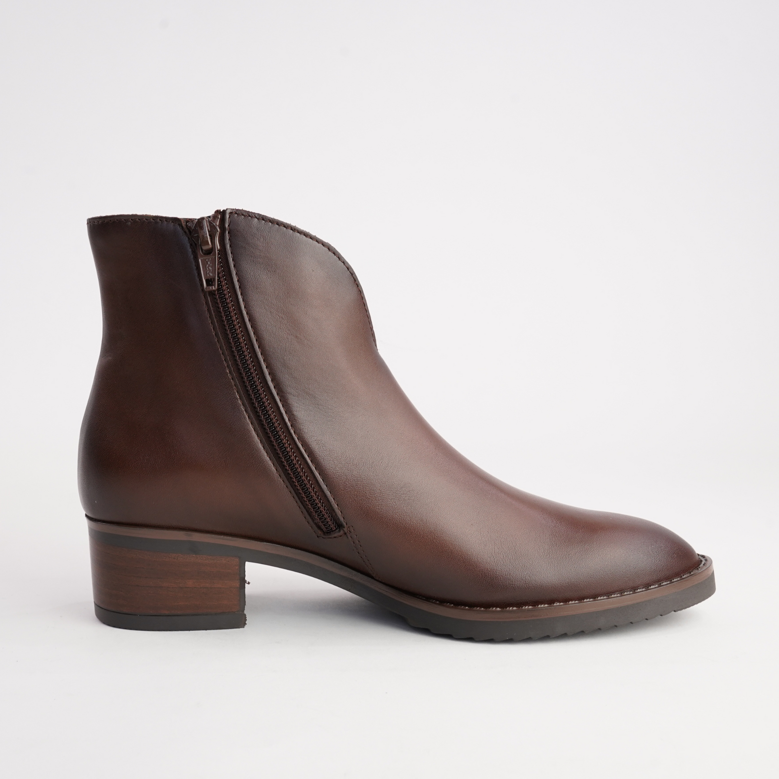 Jacky Chestnut Leather Ankle Boots