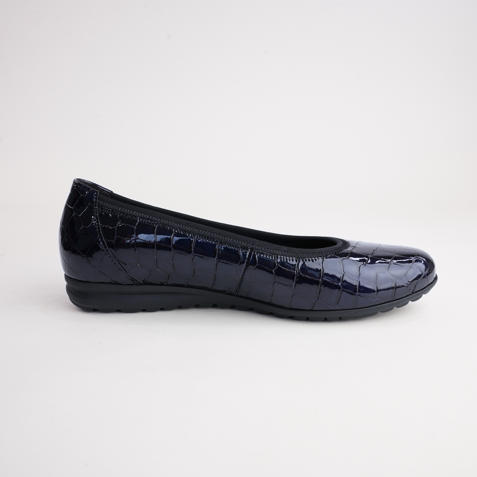 Gia Ocean Alligator Patent Leather Ballet Flats