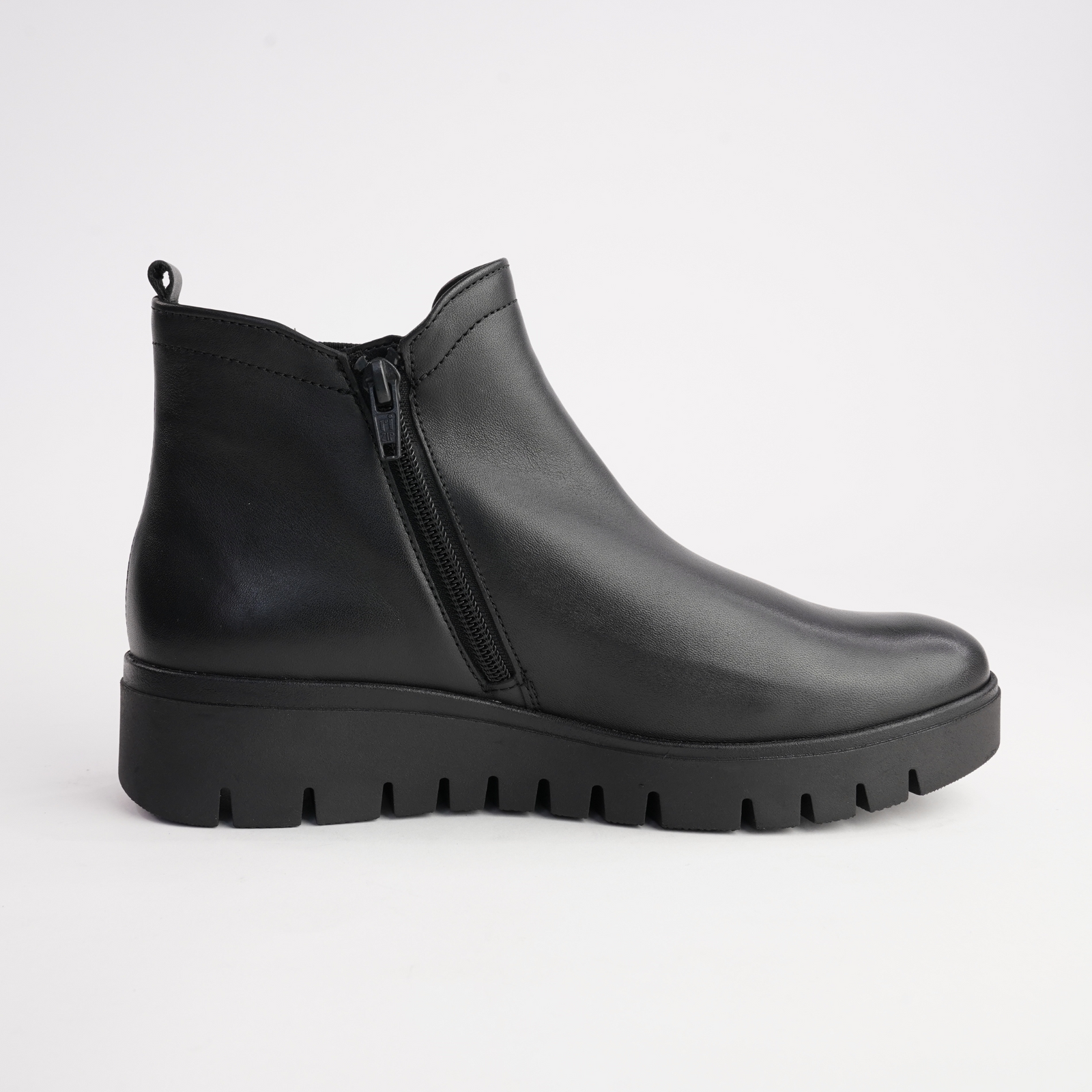 Gertie Black Leather Ankle Bootss