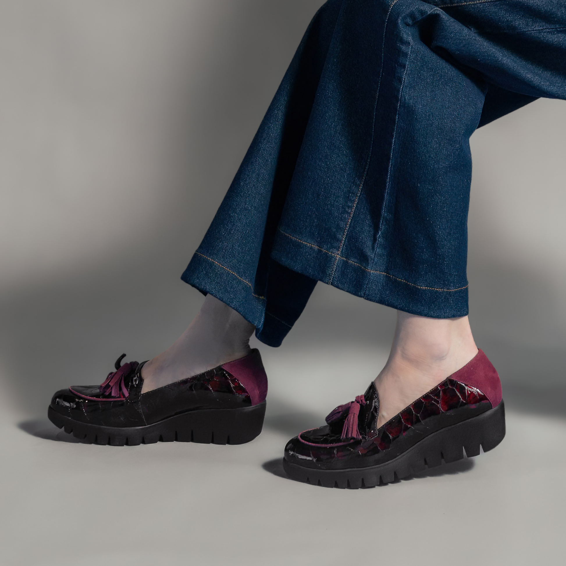 Daphne Vino Croc Patent Leather Loafers