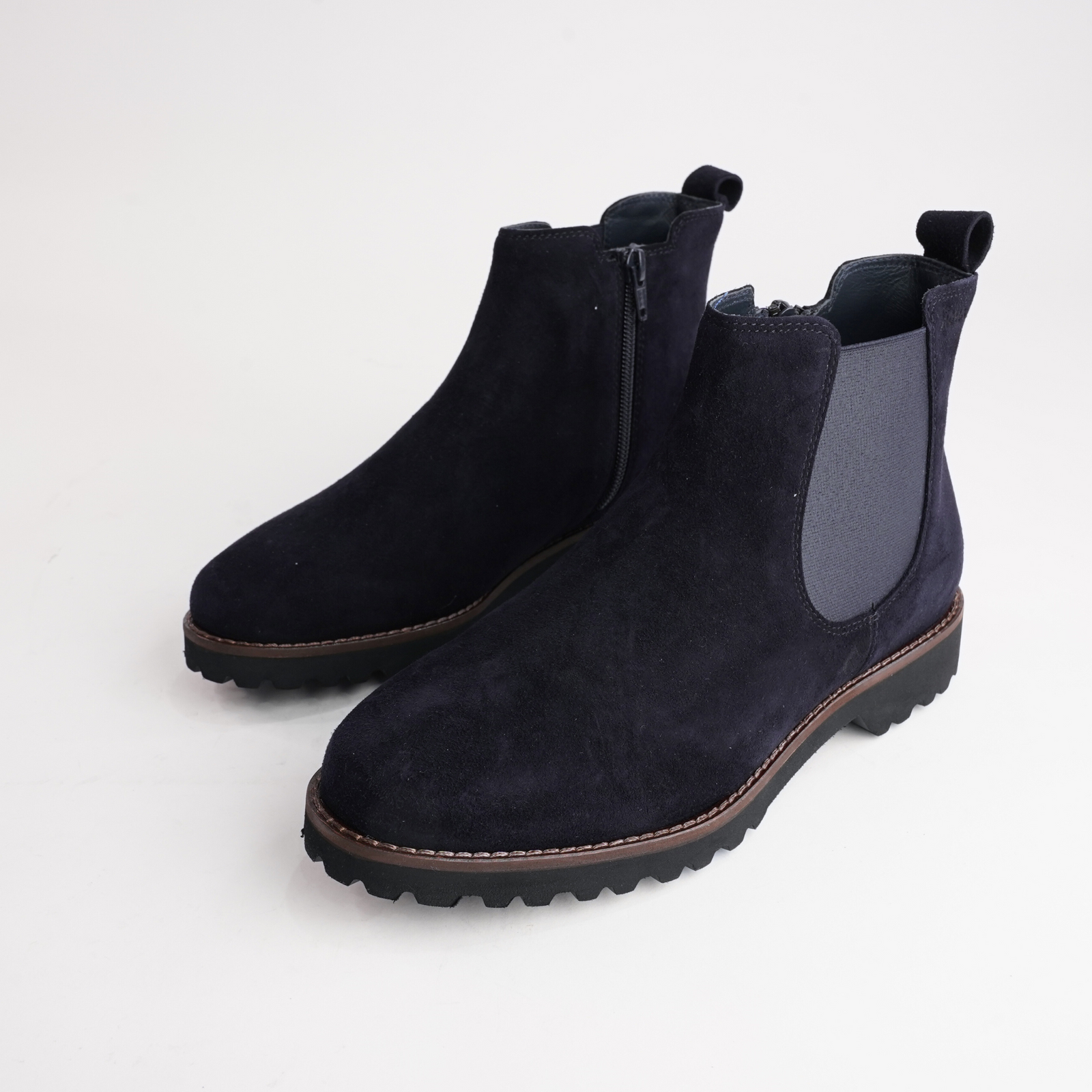 Meredith701 Navy Suede Leather Ankle Boots