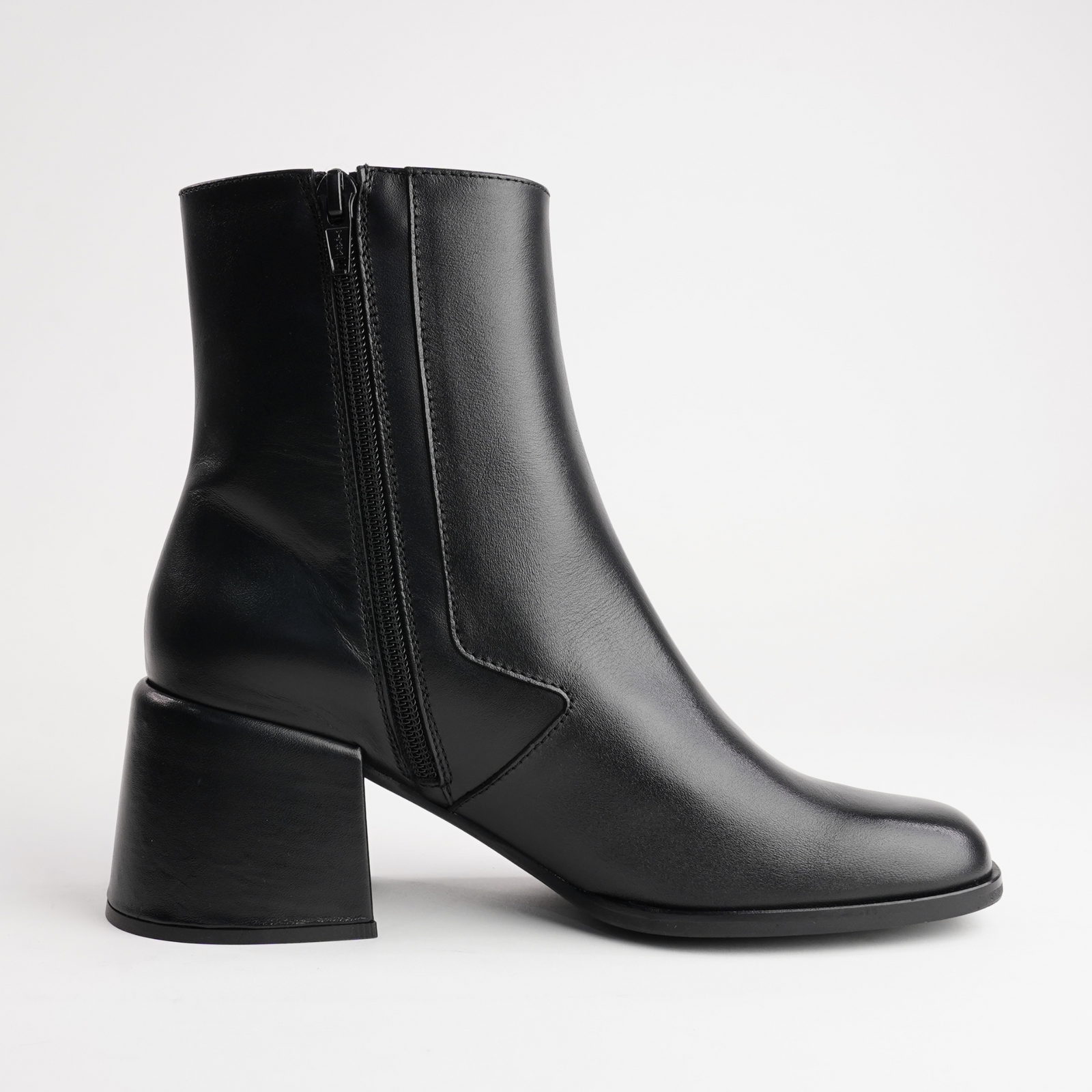 Vesper Black Leather Ankle Boots