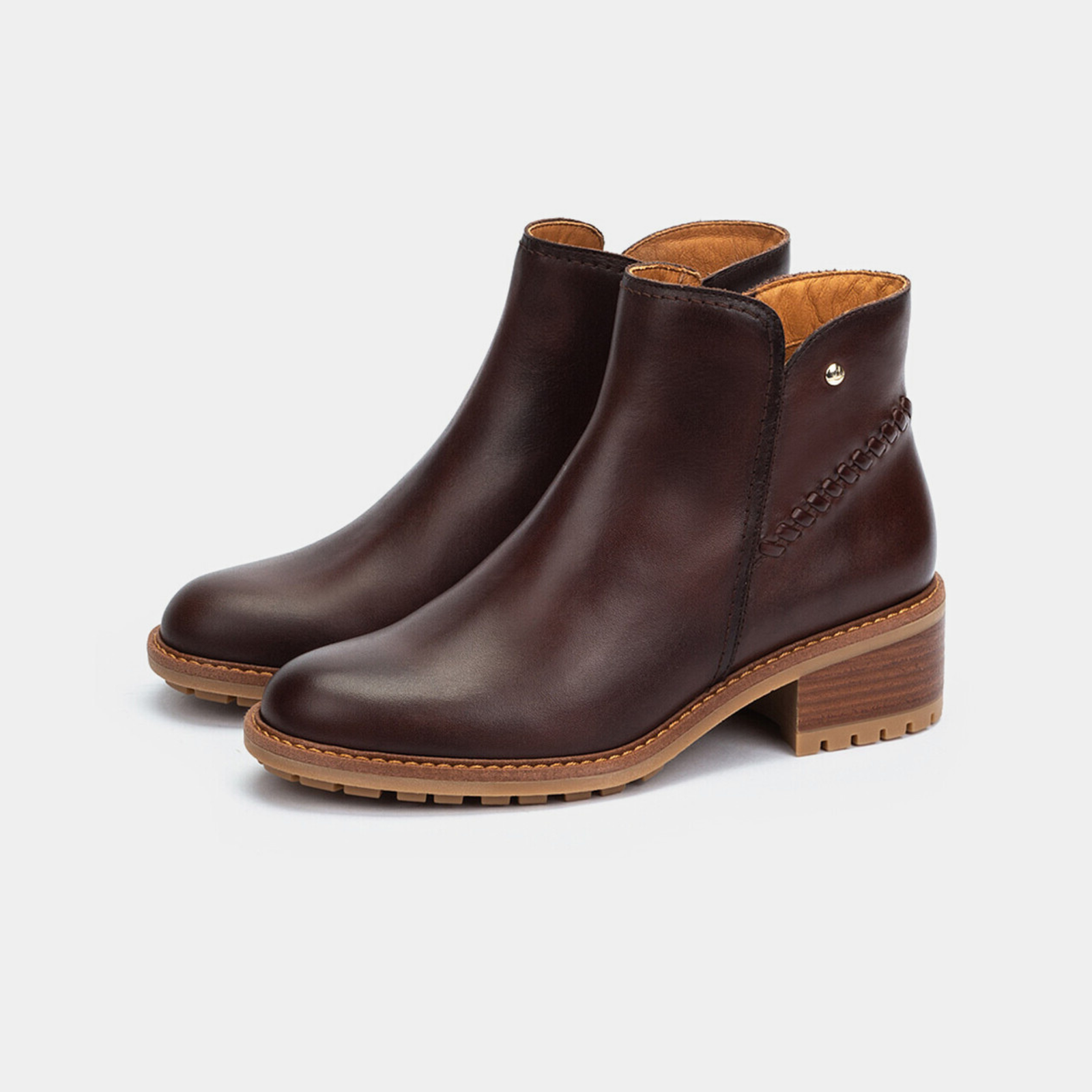 W0D-8871 Caoba Leather Ankle Boots