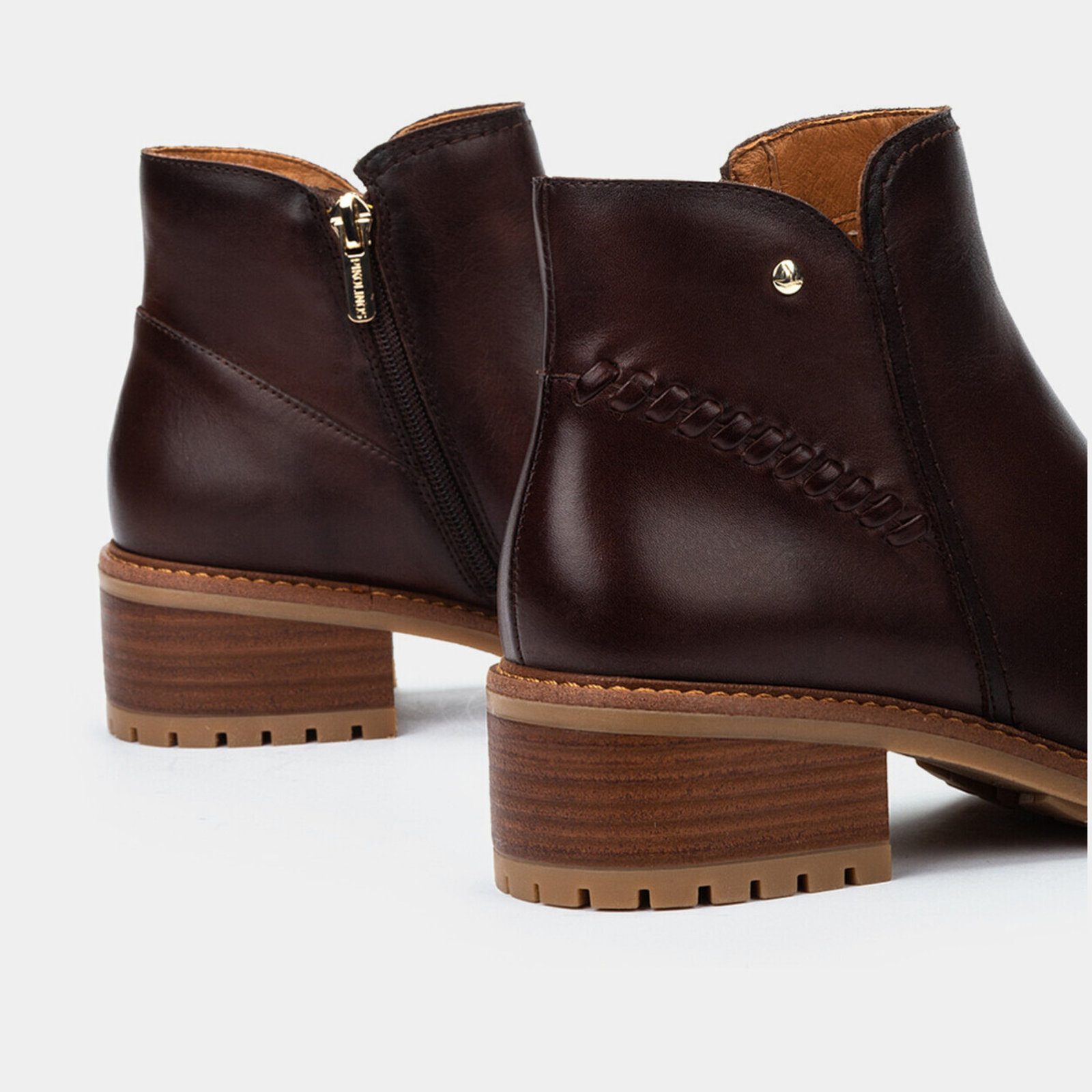 W0D-8871 Caoba Leather Ankle Boots