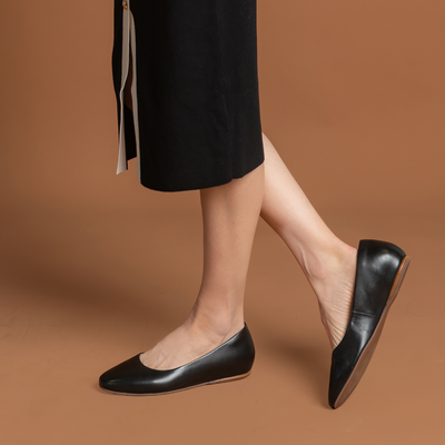 Dorset Black Leather Ballet Flats