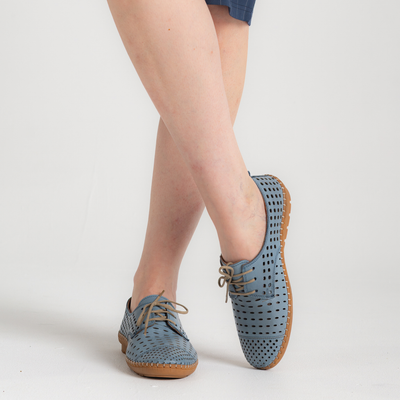 Kroon Denim Leather Lace Up Flats