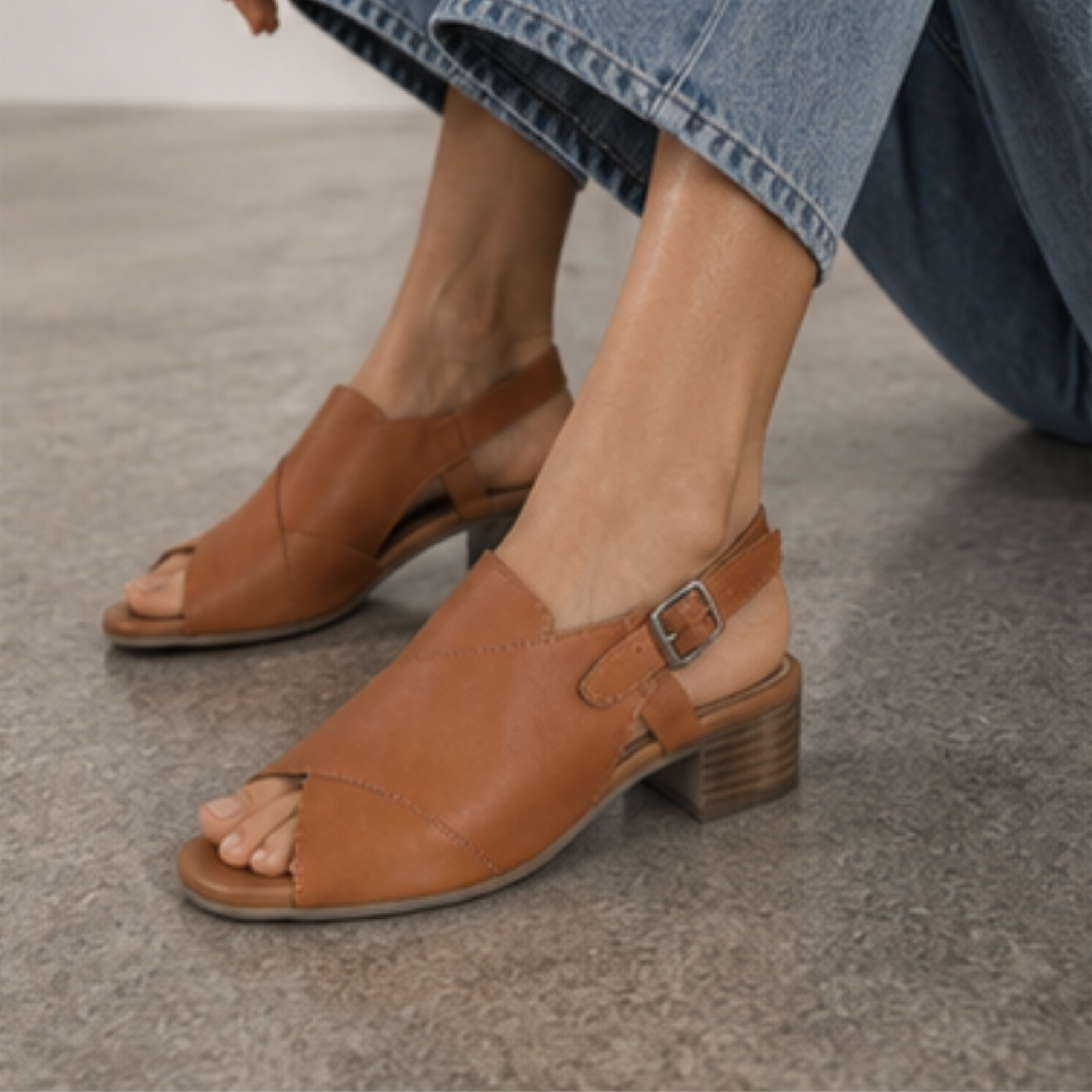 Patch Tan Leather Sandals