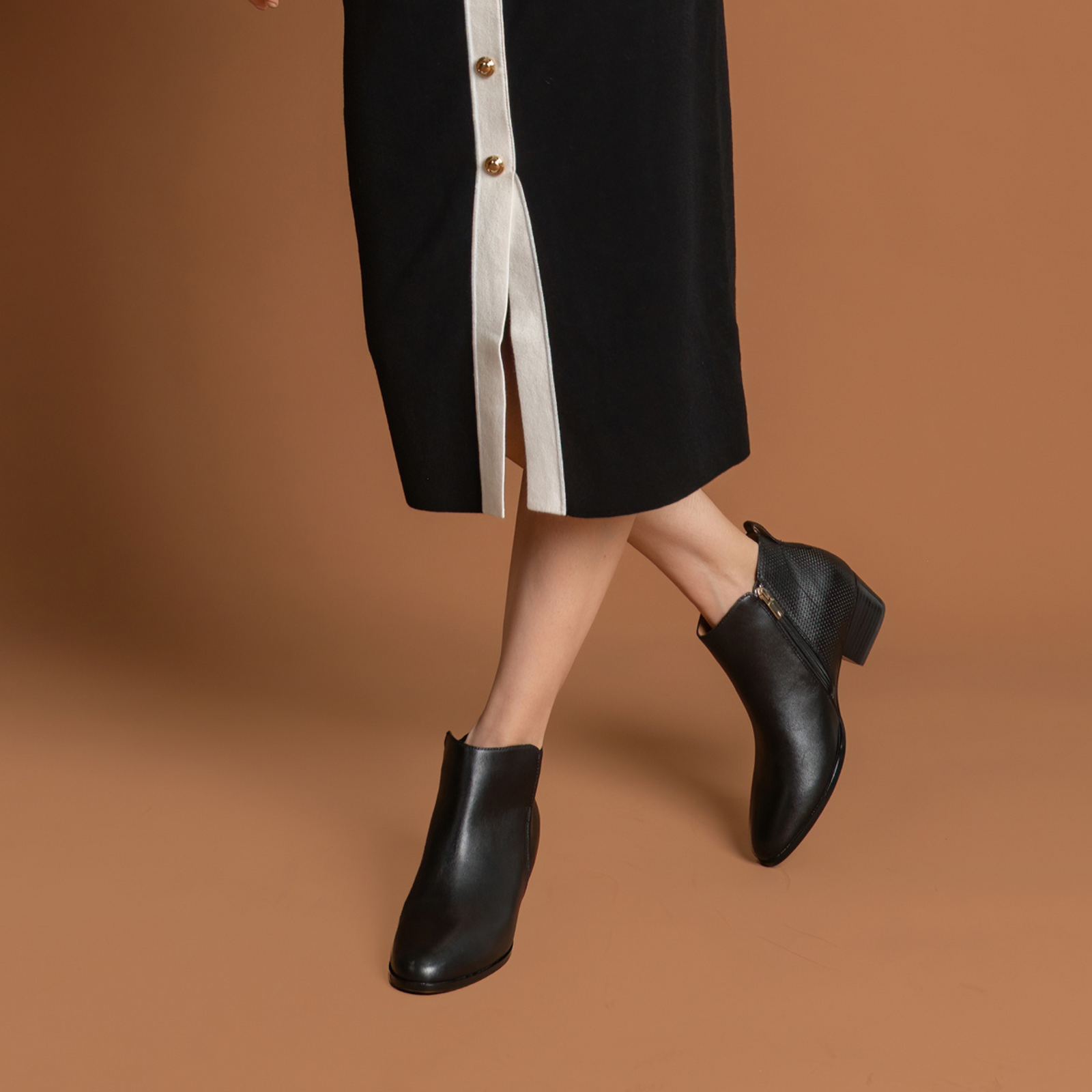 Charleston Black Leather Ankle Boots