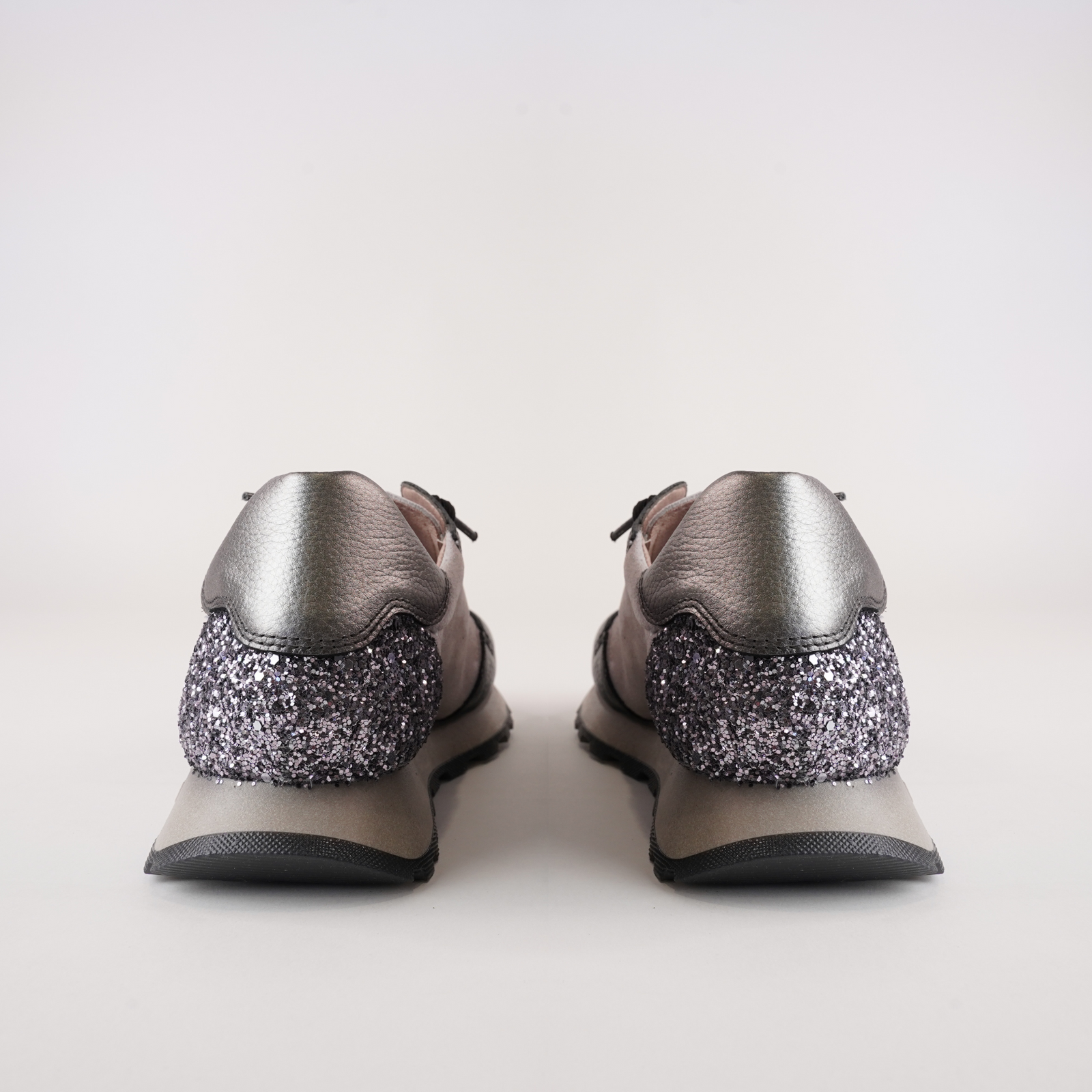 Chi243689 Black/ Iron Glitter Leather Sneakers