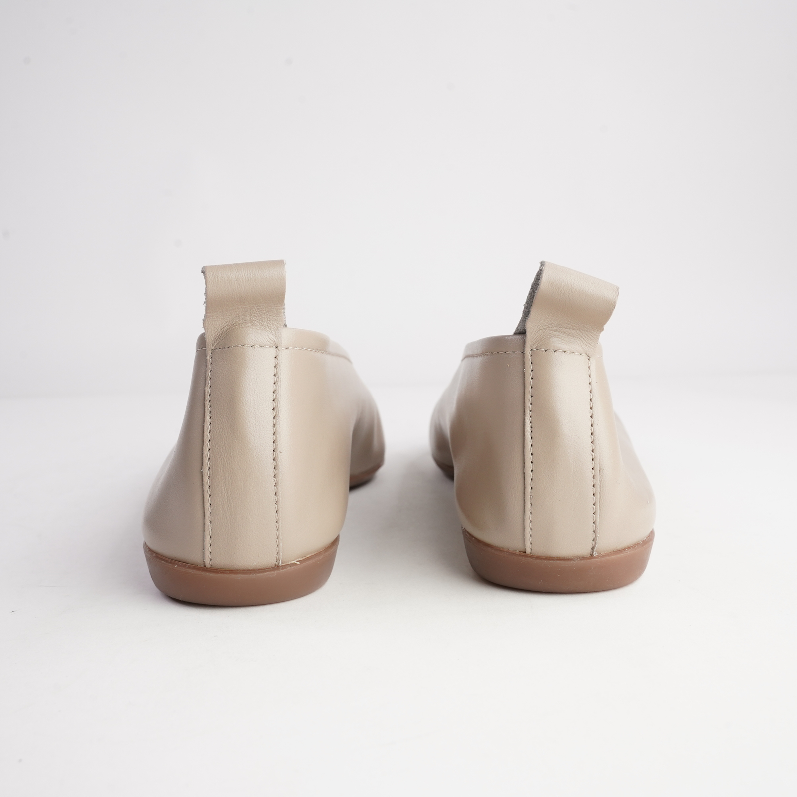 Seamly Taupe Leather Ballet Flats
