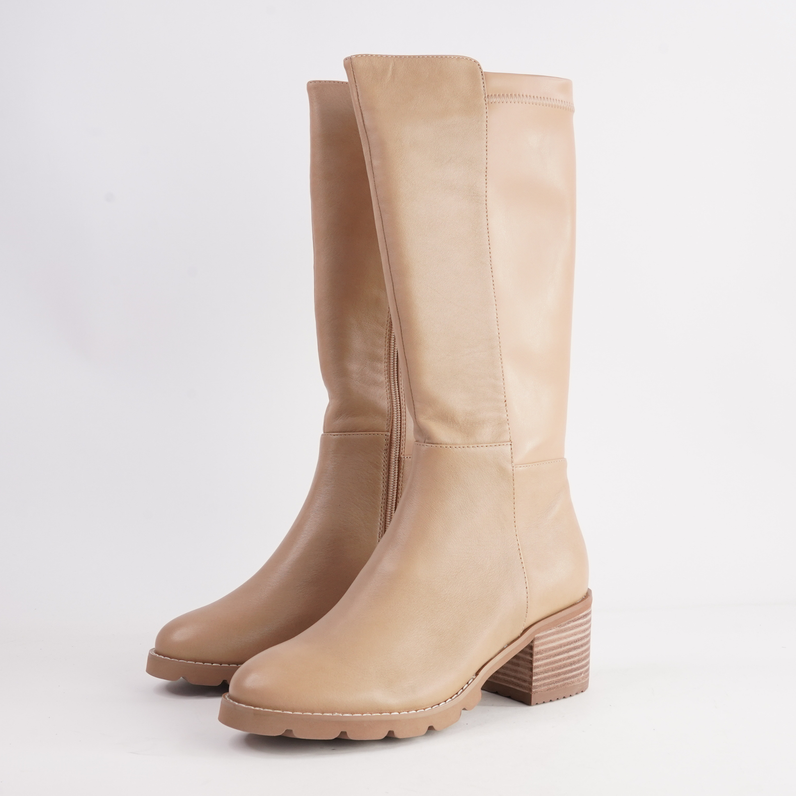 Anderson Camel Leather Knee High Boots
