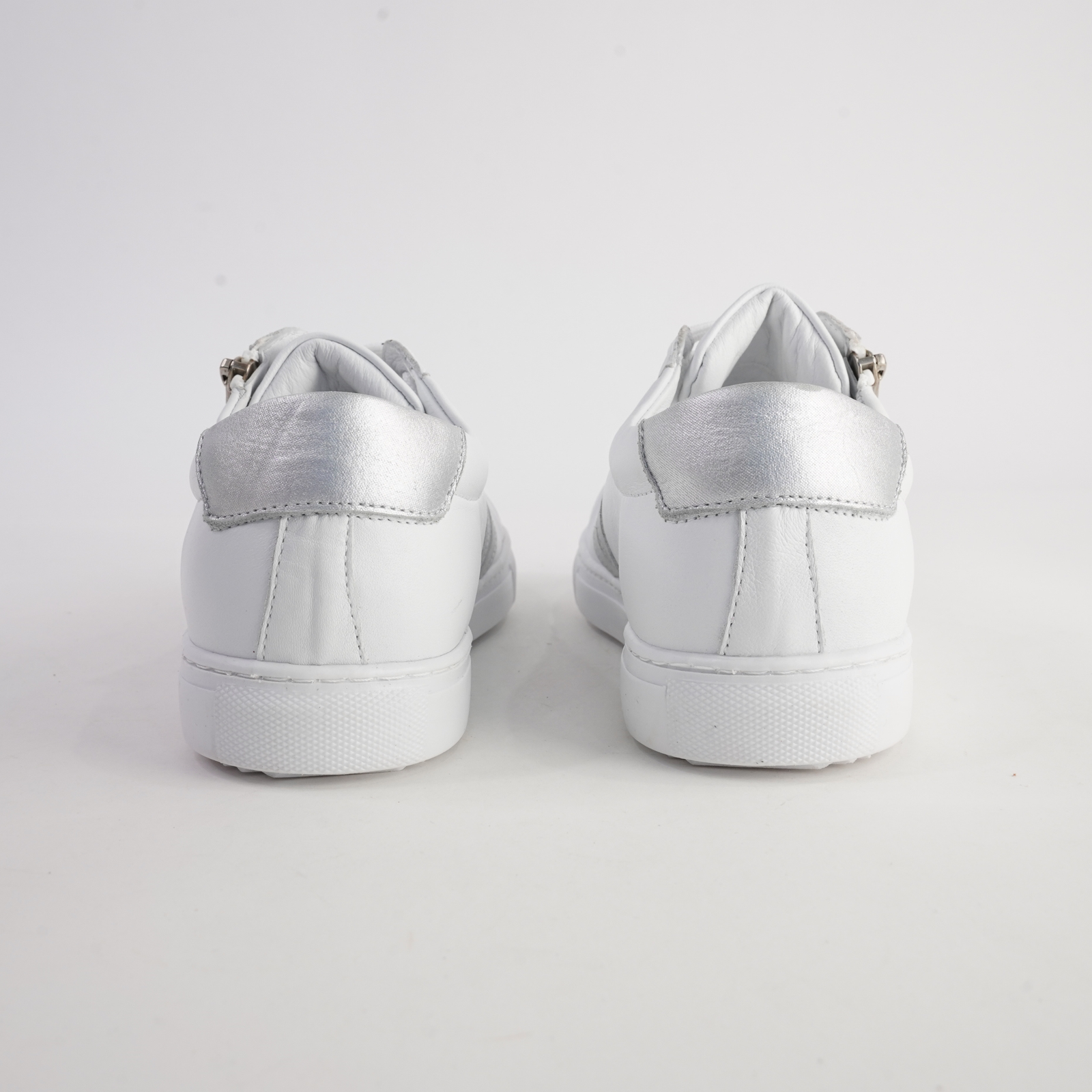 Ultimate White/ Silver Leather Sneakers