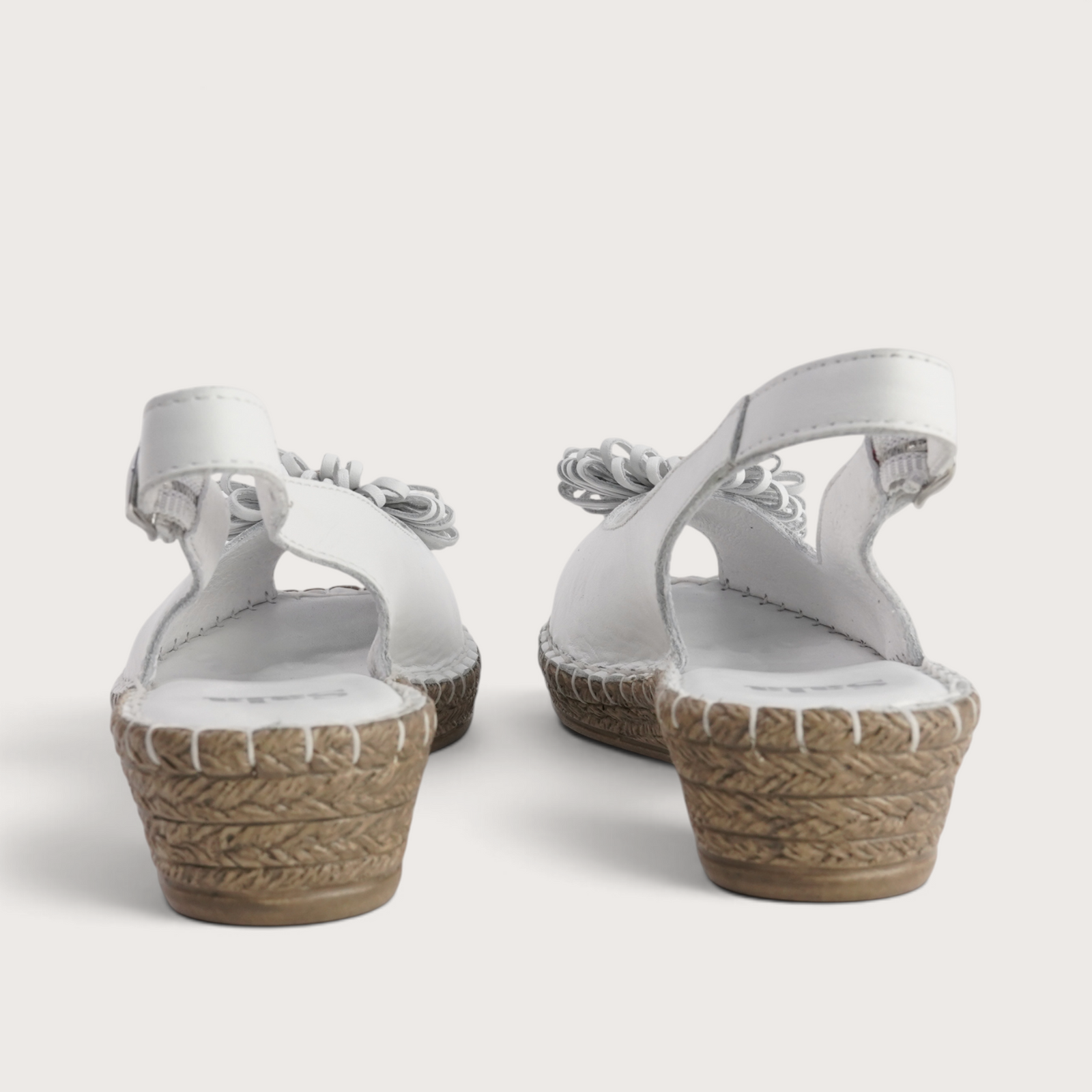 Erica White Leather Espadrille Wedges